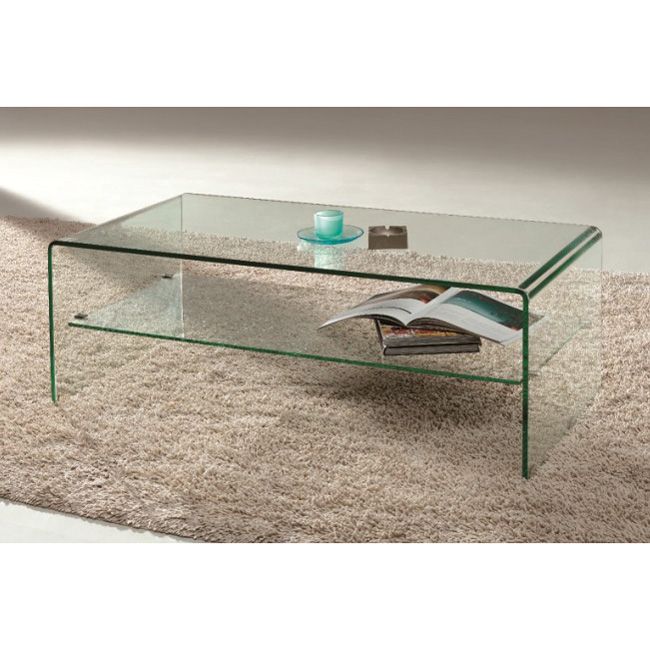 Waterfall Coffee Table with glass top shelf