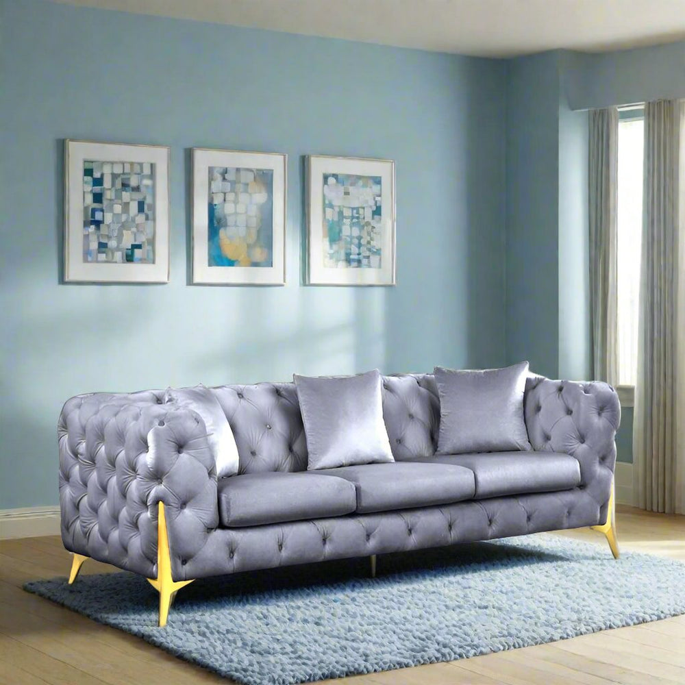 Finick Velvet 3 Seater