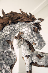 Mustang Horse Armored Sculpture, Galloping
