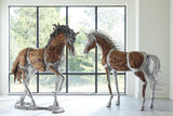 Mustang Horse Woodland Sculpture On Base, Walking