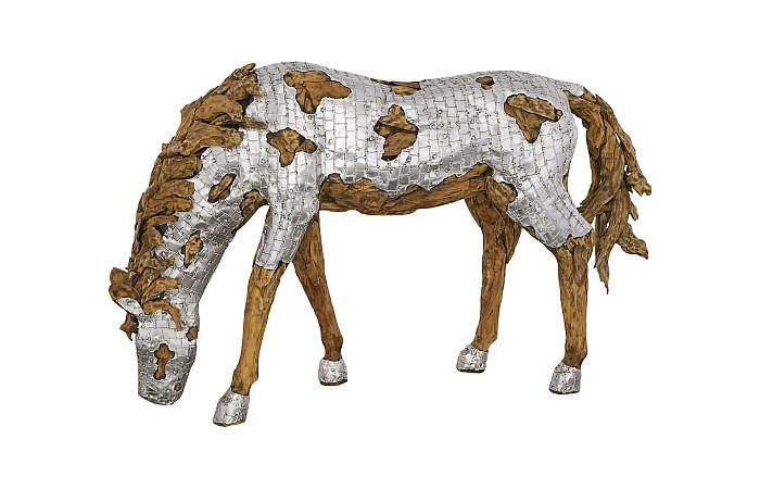 Mustang Horse Armored Sculpture, Grazing