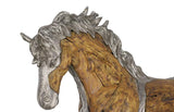 Mustang Horse Woodland Sculpture On Base, Walking