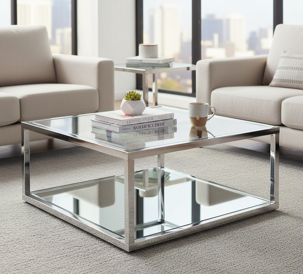 Chris Mirror Chrome Coffee Table