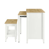 Farmstead 3-Piece Kitchen Island and Stool Set in Oak White