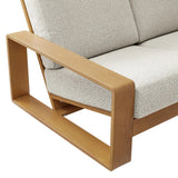 Lirienne Outdoor Patio Aluminum Faux Wood Sofa