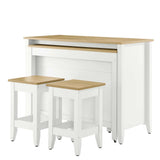 Farmstead 3-Piece Kitchen Island and Stool Set in Oak White