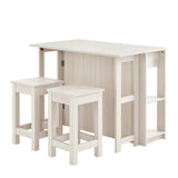 Meadowbrook 3-Piece Kitchen Island and Stool Set in White Maple