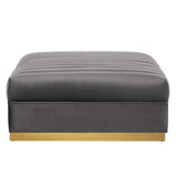 Sanguine 5-Piece Channel Tufted Performance Velvet Right-Facing Modular Sectional Sofa in Gray