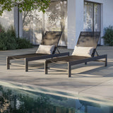 Tahoe Outdoor Patio Mesh and Aluminum Chaise Lounge in Gray