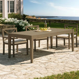 Northlake 83" Rectangular Outdoor Patio Teak Dining Table in Weathered Gray