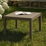Northlake Square Outdoor Patio Teak Side Table in Weathered Gray