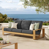 Lirienne Outdoor Patio Aluminum Faux Wood Sofa