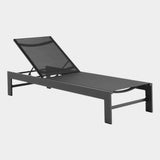 Tahoe Outdoor Patio Mesh and Aluminum Chaise Lounge in Gray
