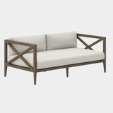 Northlake Outdoor Patio Teak Loveseat in Weathered Gray White