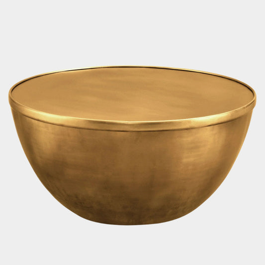 Viora 32 Inch Metal Storage Coffee Table in Burnished Brass