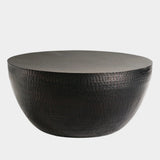 Mella 32 Inch Metal Hammered Coffee Table in Black