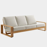 Lirienne Outdoor Patio Aluminum Faux Wood Sofa