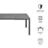 Tahoe Outdoor Patio Aluminum Extendable Dining Table in Gray