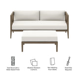 Northlake Outdoor Teak Wood Loveseat and Ottoman Set