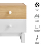 Nolia 2-Drawer Color Block Nightstand in Oak White