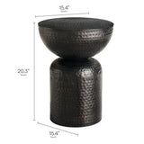 Mella Metal Hammered Side Table in Black