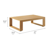 Lirienne Outdoor Patio Aluminum Faux Wood Coffee Table in Natural
