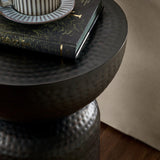 Mella Metal Hammered Side Table in Black