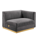Sanguine 5-Piece Channel Tufted Performance Velvet Right-Facing Modular Sectional Sofa in Gray