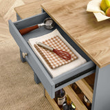 Galley 3-Piece Kitchen Island and Stool Set in Oak Gray