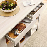 Meadowbrook 3-Piece Kitchen Island and Stool Set in White Maple
