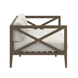 Northlake Outdoor Patio Teak Loveseat in Weathered Gray White