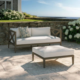 Northlake Outdoor Teak Wood Loveseat and Ottoman Set