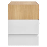 Nolia 2-Drawer Color Block Nightstand in Oak White
