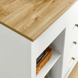 Farmstead 3-Piece Kitchen Island and Stool Set in Oak White