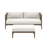 Northlake Outdoor Teak Wood Loveseat and Ottoman Set
