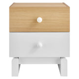 Nolia 2-Drawer Color Block Nightstand in Oak White