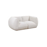 Arezza 80" Stone White Contract-Grade Basketweave Chenille Modular Loveseat