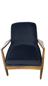 Solidwood Arm Velvet Lounge Chair