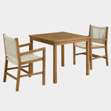 Vienna Outdoor Patio Teak & Rope Dining Set with Armchairs