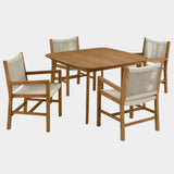 Vienna Outdoor Patio Teak & Rope Dining Set with Armchairs