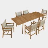 Vienna Outdoor Patio Teak & Rope Dining Set with Armchairs