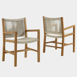 Vienna Outdoor Patio Teak & Rope Dining Set with Armchairs