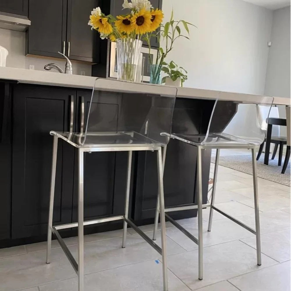 Modern Chrome /Acrylic Ghost Counter Stool