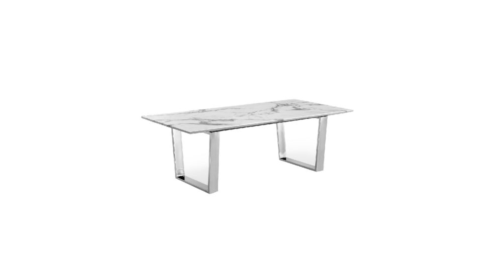 Rectangle Coffee Table (Faux Marble)  Chrome