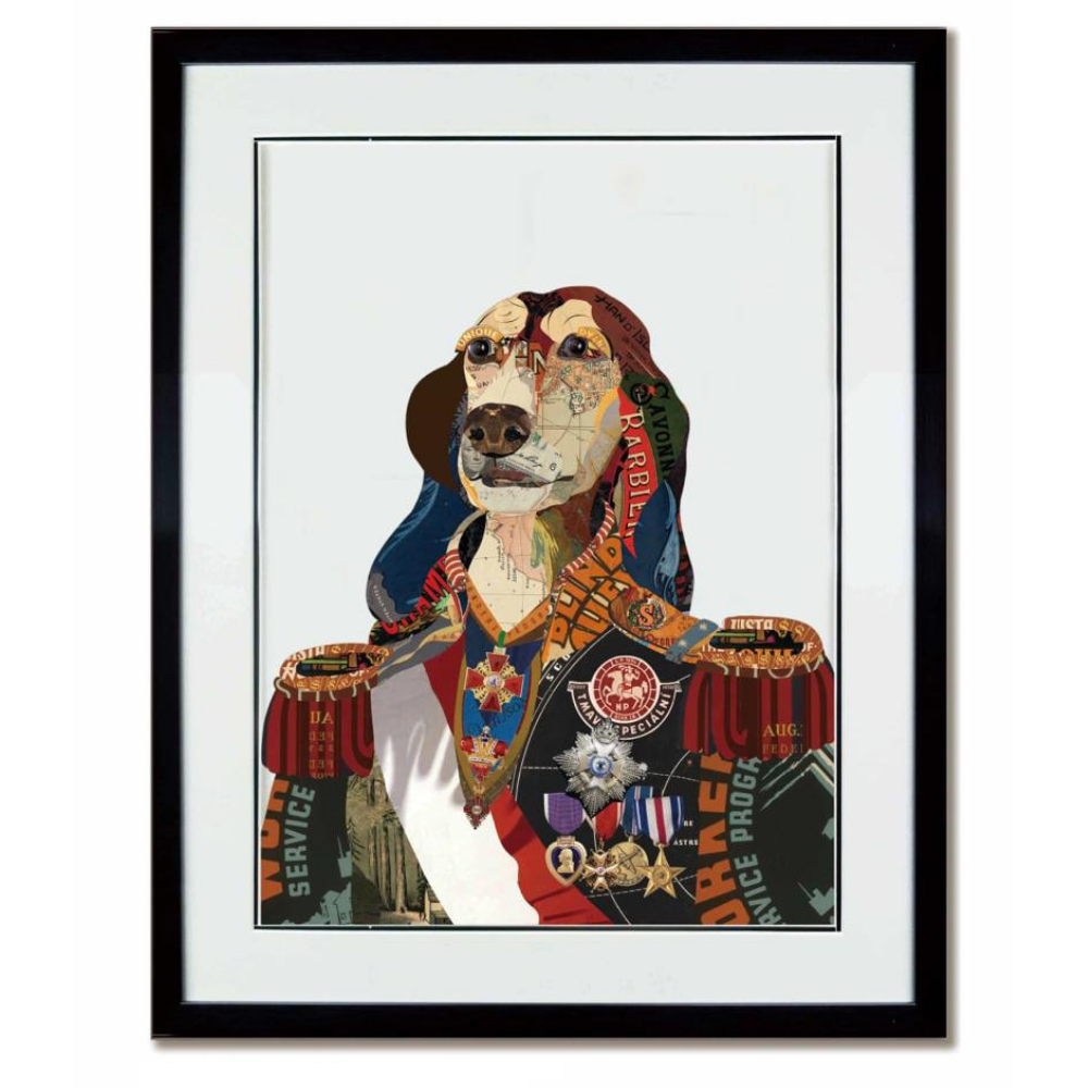 Dog General Collage Art with Black PS Frame