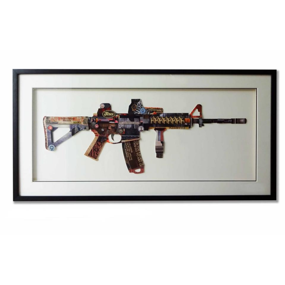 Gun Collage Art with Black PS Frame