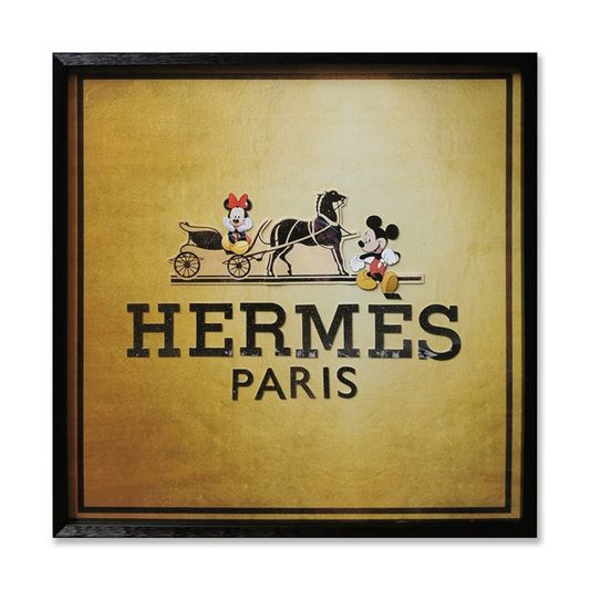 HERMES Collage Art with  Black PS Frame