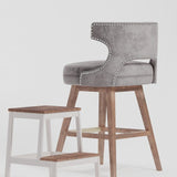 Modern Swivel Fabric Canvas Gray Task Stool