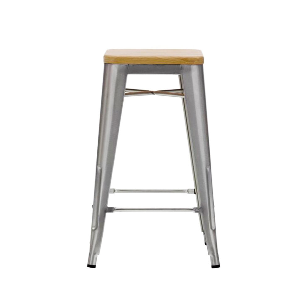 Tolix Stool W/ Wood (26")