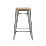 Tolix Stool W/ Wood (26")